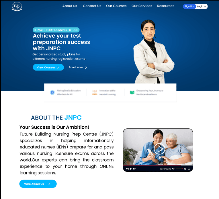 Student Portal for a Nursing Prep Center in Canada background